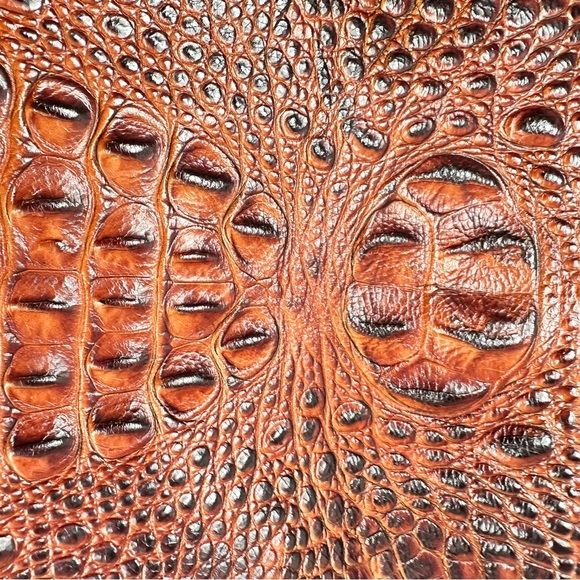 Brahmin Authentic Croc Lauren Pecan Leather Shoulder Bag w/Tassel/Hand Tag - Picture 12 of 13